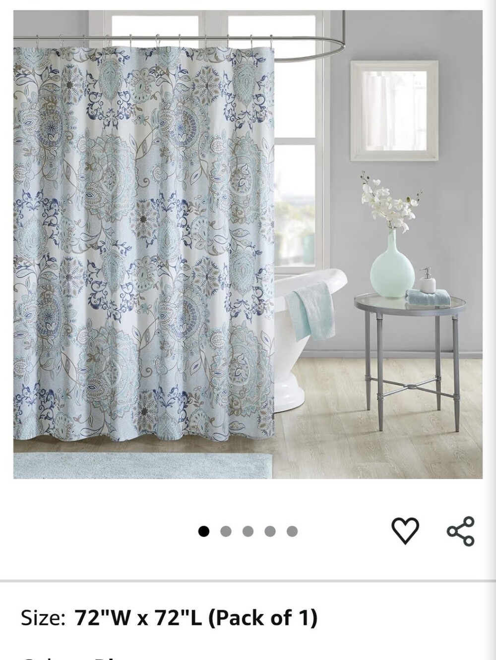 Floral Medallion Blue Shower Curtain - Home Bath